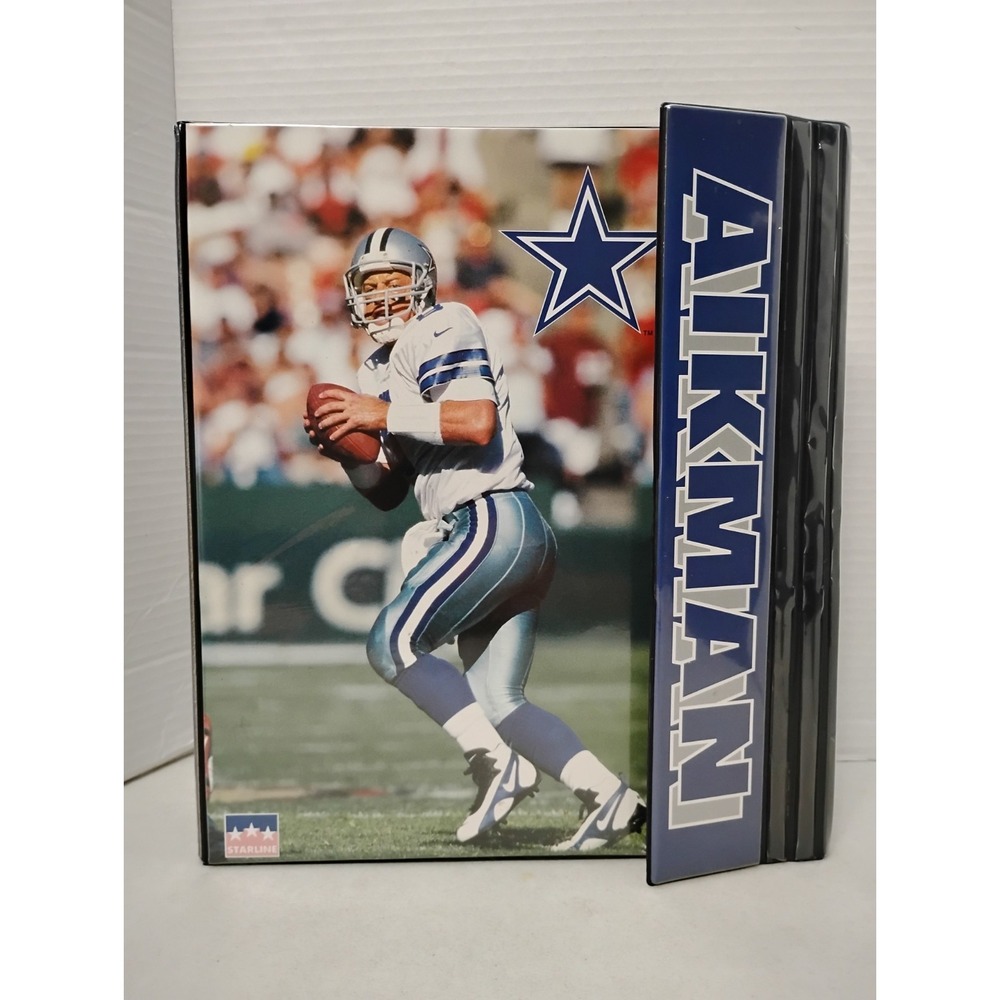 Vintage Troy Aikman Starline 3 Ring Binder Dallas Cowboys 1998 Hard Flap Close - Picture 8 of 8